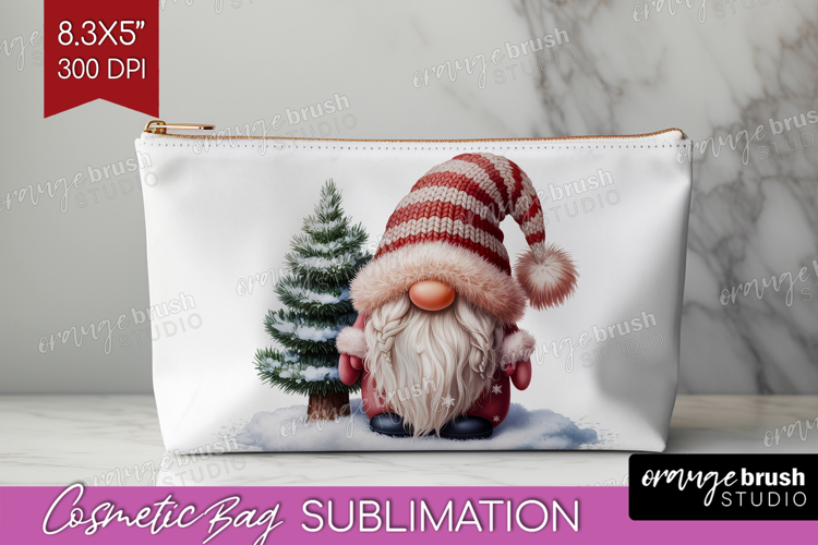Christmas Gnome Cosmetic Bag - Cute Gnome Makeup Bag PNG