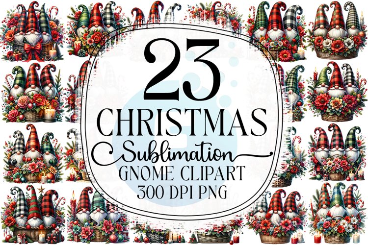 Christmas Gnome Sublimation - Clipart PNG Bundle example image 1