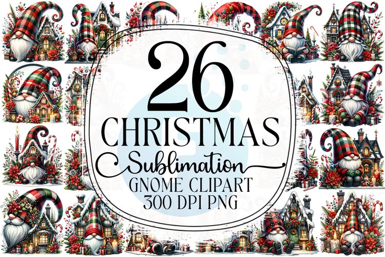 Christmas Gnome Sublimation - Clipart PNG Bundle example image 1