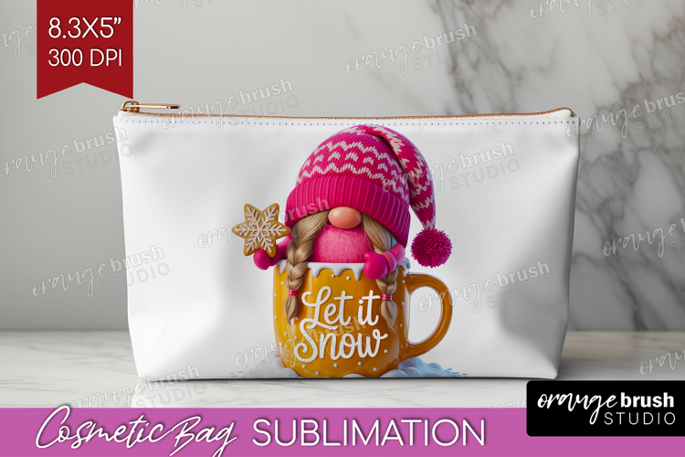 Christmas Gnome Cosmetic Bag - Cute Gnome Makeup Bag PNG