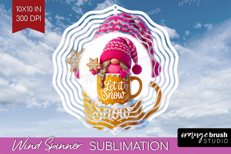 Christmas Gnome Wind Spinner Sublimation PNG - Cute Gnome