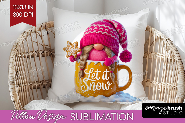 Christmas Gnome Pillow Sublimation - Cute Gnome Pillow Cover
