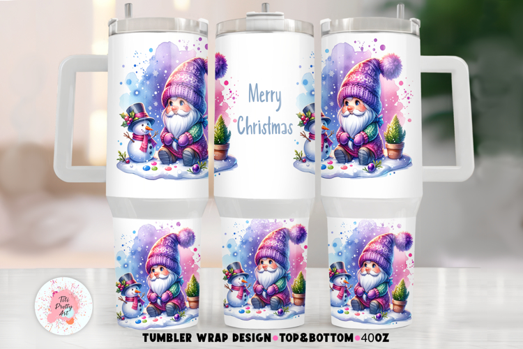 Christmas Gnome 40 oz Tumbler Wrap Sublimation Png