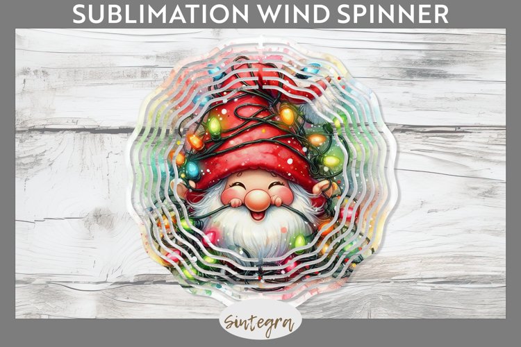 Christmas Gnome v8 Entangled in Lights Wind Spinner PNG