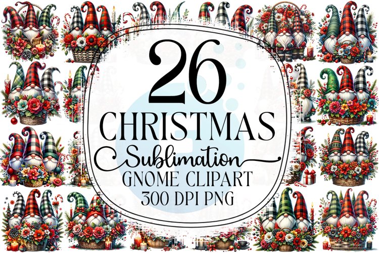 Christmas Gnome Sublimation - Clipart PNG Bundle example image 1