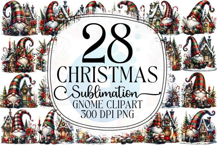 Christmas Gnome Sublimation - Clipart PNG Bundle