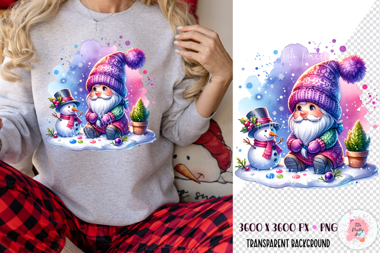 Christmas Gnome And Snowman Sublimation T-shirt PNG
