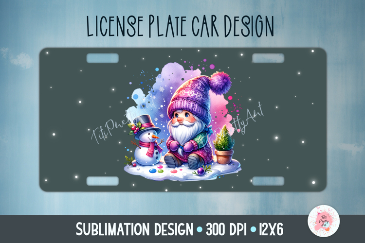 Christmas Gnome Car Plate Sublimation Design Png