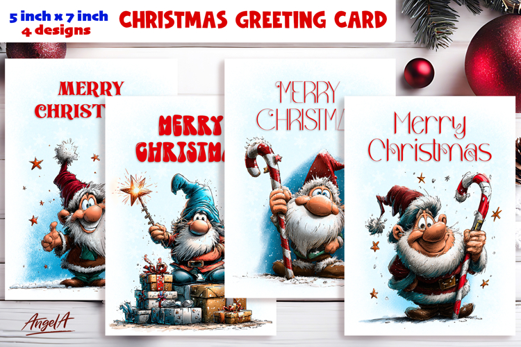 Merry Christmas fairy card printable, funny Christmas gnome