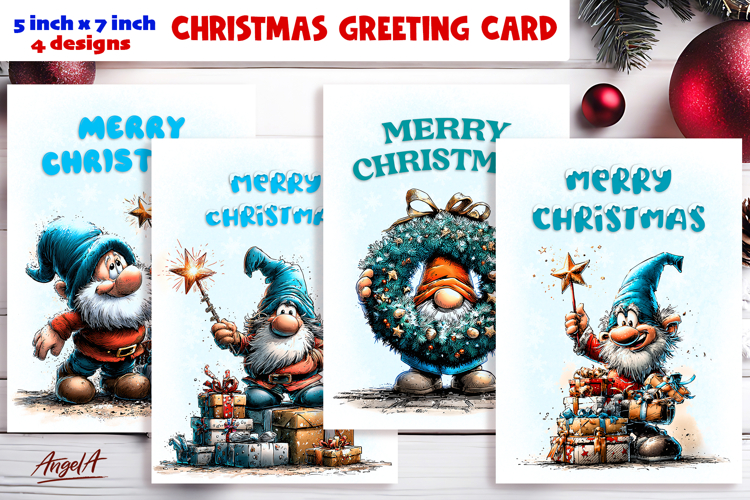 Merry Christmas card printable Christmas gnome gifts, wreath