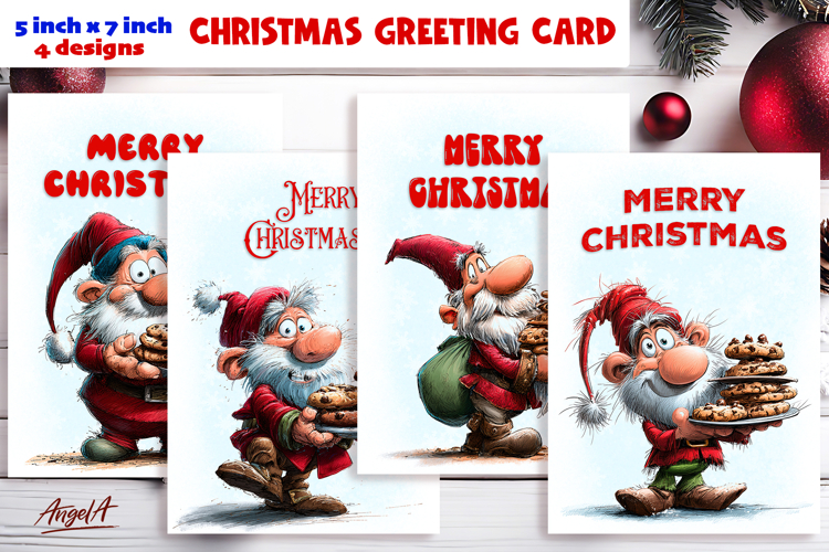 Merry Christmas card design Christmas gnomes with cookies