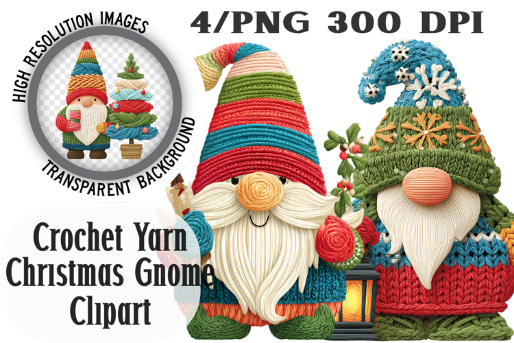 Crochet Yarn Christmas Gnome Clipart