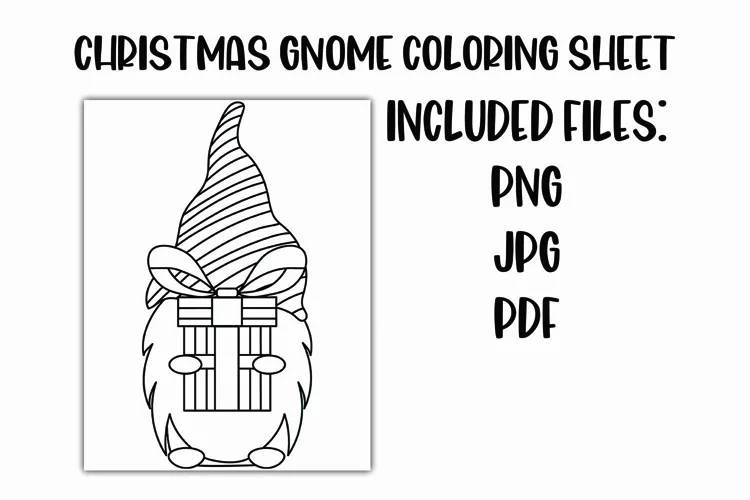 Christmas Gnome Coloring Sheet for Kids
