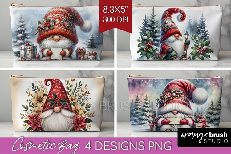 Christmas Gnome Cosmetic Bag - Cute Gnome Makeup Bag PNG example image 1