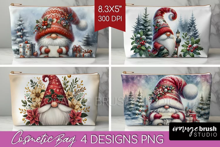 Christmas Gnome Cosmetic Bag - Cute Gnome Makeup Bag PNG