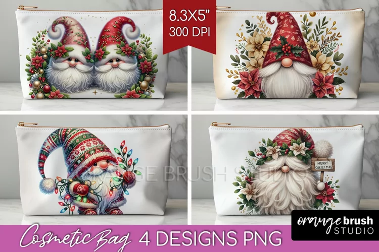 Christmas Gnome Cosmetic Bag - Cute Gnome Makeup Bag PNG
