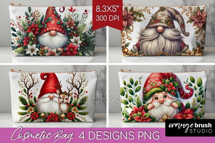 Christmas Gnome Cosmetic Bag - Cute Gnome Makeup Bag PNG example image 1