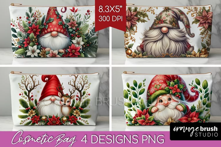 Christmas Gnome Cosmetic Bag - Cute Gnome Makeup Bag PNG