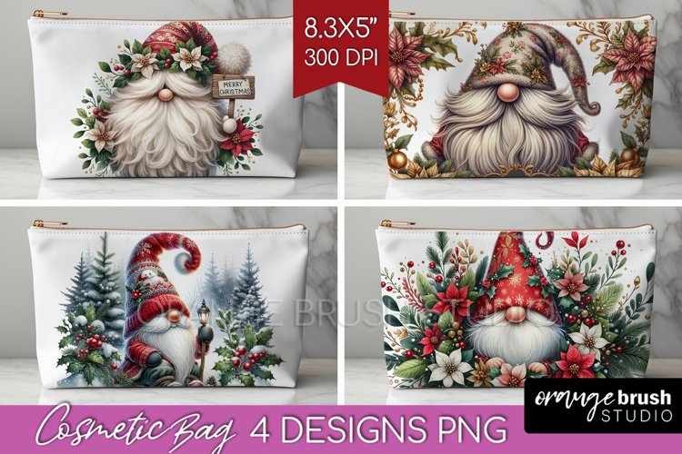 Christmas Gnome Cosmetic Bag - Cute Gnome Makeup Bag PNG example image 1