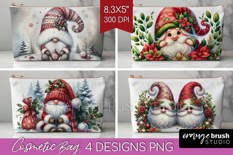 Christmas Gnome Cosmetic Bag - Cute Gnome Makeup Bag PNG example image 1