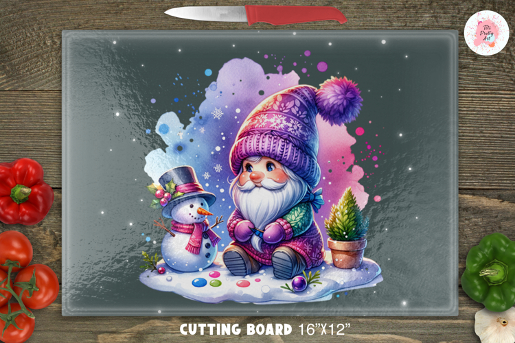 Christmas Gnome Cutting Board Sublimation Design Png