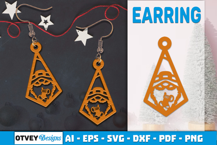 Christmas Gnome Earrings Lasercut
