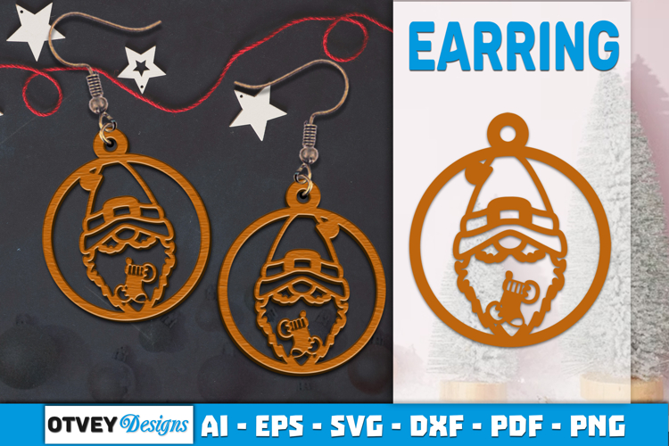 Christmas Gnome Earrings Lasercut