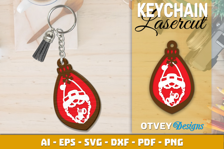 Christmas Gnome Keychain Lasercut
