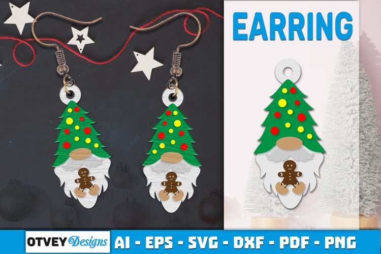 Christmas Gnome Earrings Lasercut