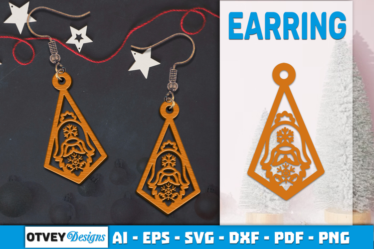 Christmas Gnome Earrings Lasercut