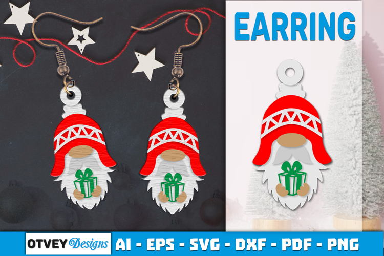 Christmas Gnome Earrings Lasercut