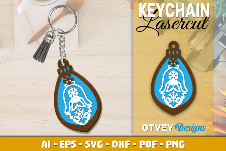 Christmas Gnome Keychain Lasercut