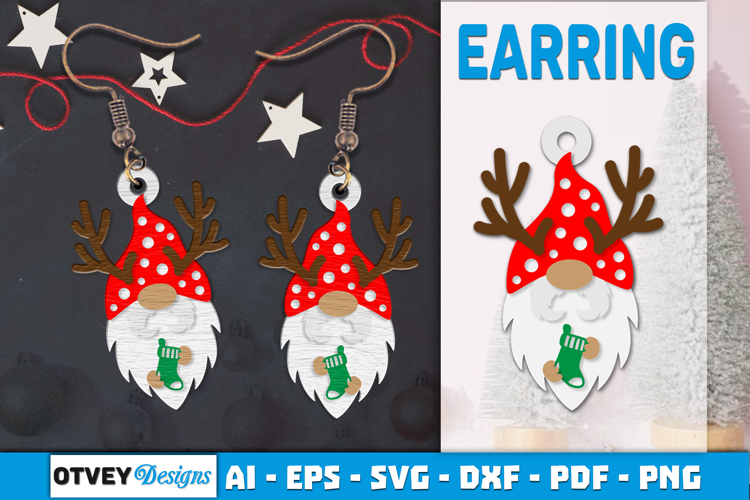 Christmas Gnome Earrings Lasercut