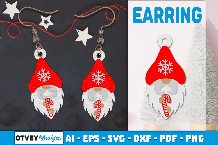 Christmas Gnome Earrings Lasercut
