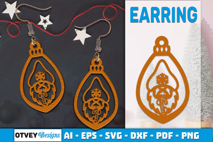 Christmas Gnome Earrings Lasercut example image 1