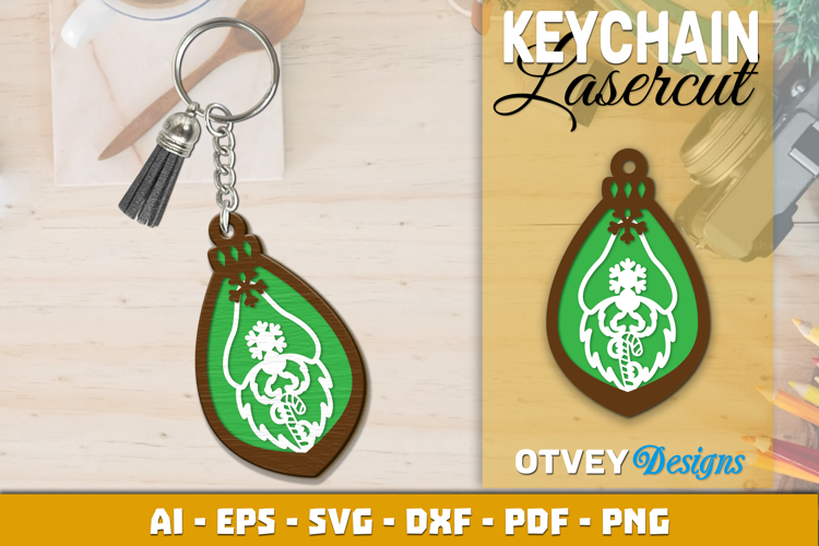 Christmas Gnome Keychain Lasercut example image 1