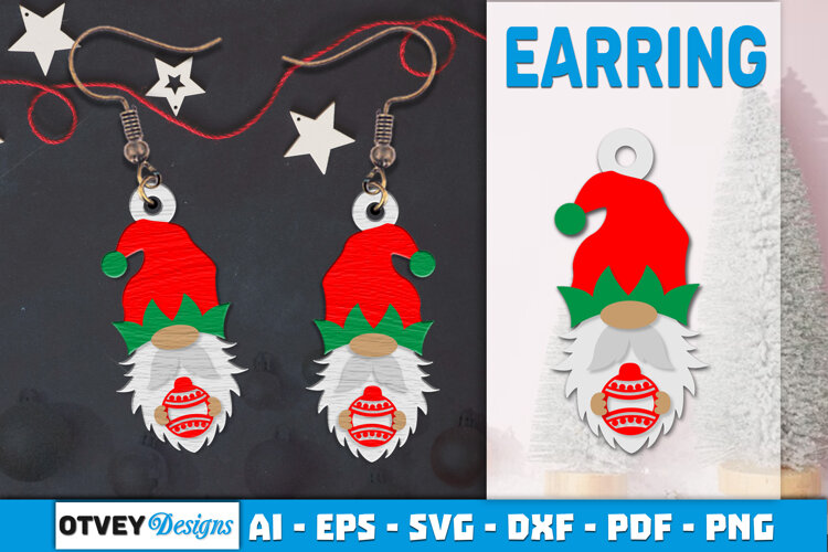 Christmas Gnome Earrings Lasercut example image 1