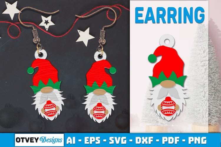 Christmas Gnome Earrings Lasercut