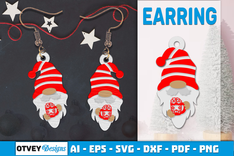 Christmas Gnome Earrings Lasercut