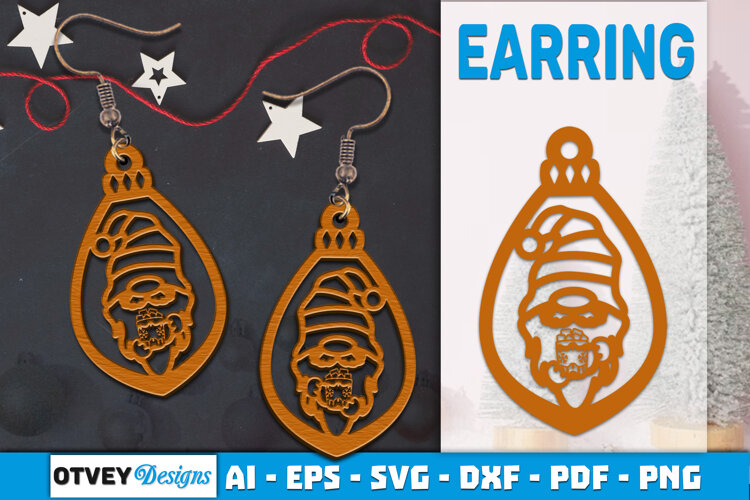 Christmas Gnome Earrings Lasercut example image 1