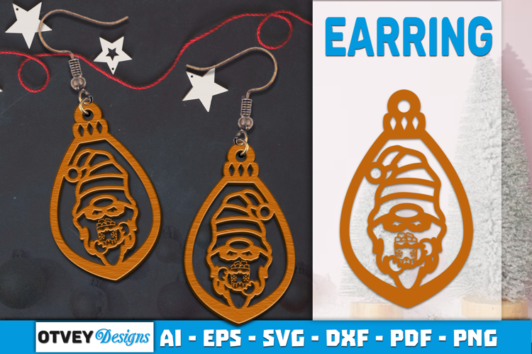 Christmas Gnome Earrings Lasercut