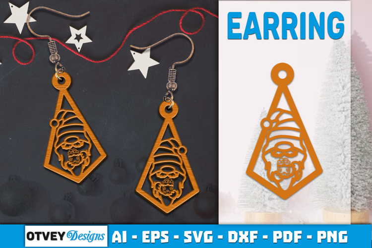 Christmas Gnome Earrings Lasercut