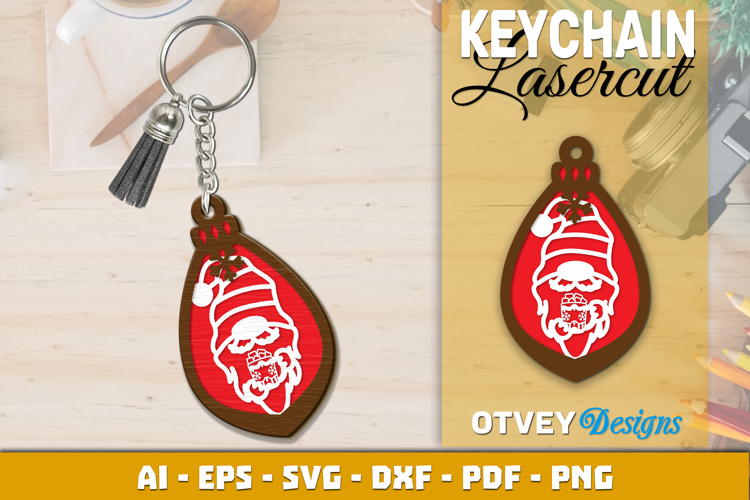 Christmas Gnome Keychain Lasercut example image 1