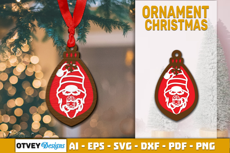 Christmas Gnome Ornament Laser Cut