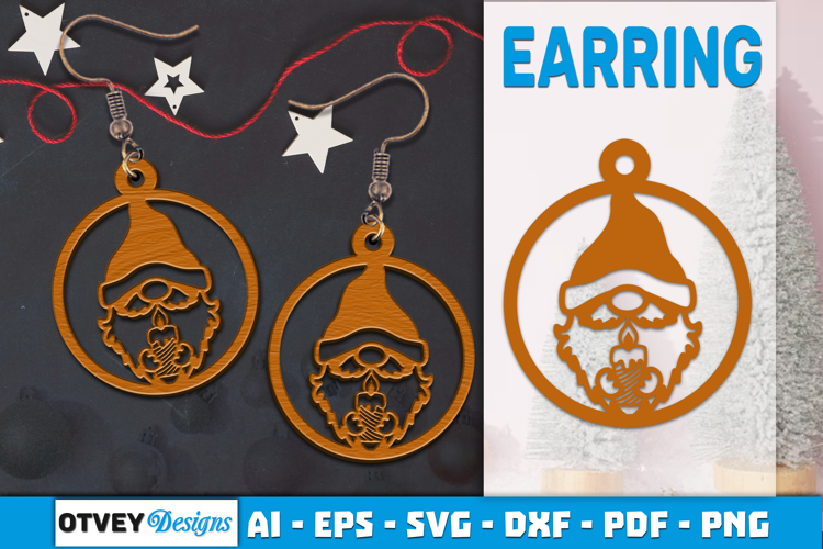 Christmas Gnome Earrings Lasercut