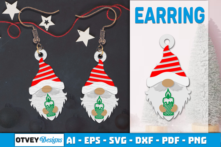 Christmas Gnome Earrings Lasercut