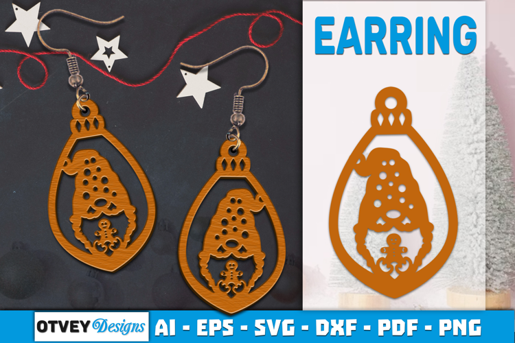 Christmas Gnome Earrings Lasercut