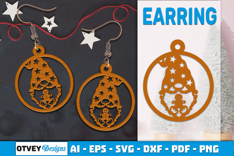 Christmas Gnome Earrings Lasercut