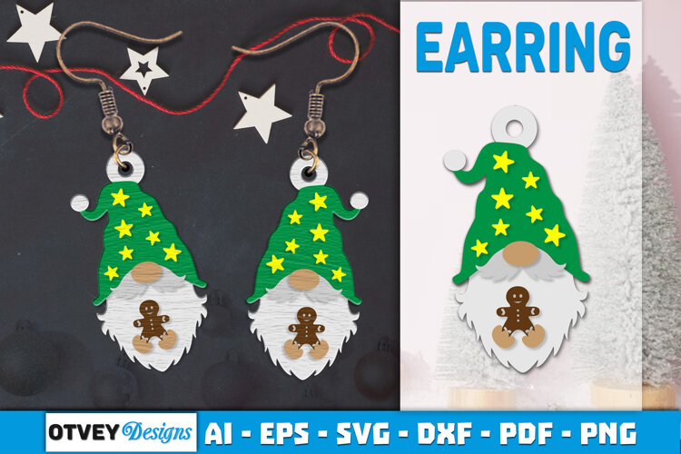 Christmas Gnome Earrings Lasercut example image 1