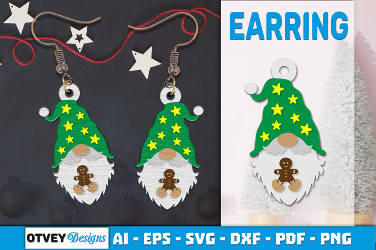 Christmas Gnome Earrings Lasercut